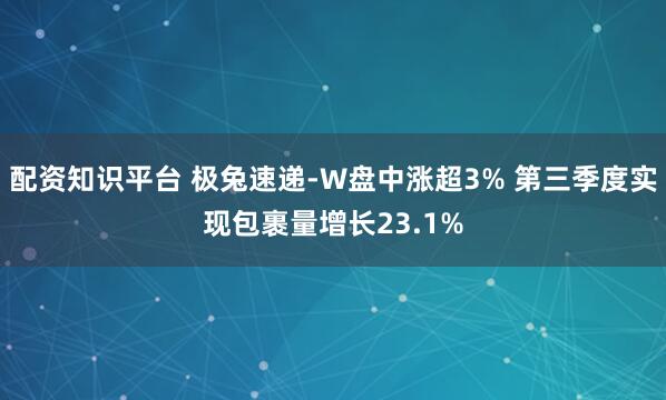 配资知识平台 极兔速递-W盘中涨超3% 第三季度实现包裹量增长23.1%